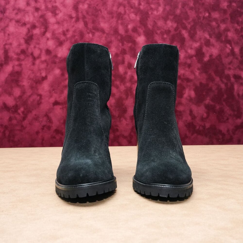 La Canadienne Women Holt Black Waterproof Suede Block Heel Dress Boots sz 9 - Picture 3 of 8